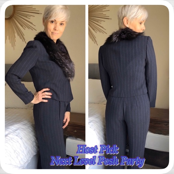 Alberto Makali Detachable Fox Collar Blazer Suit 8 - Picture 6 of 8